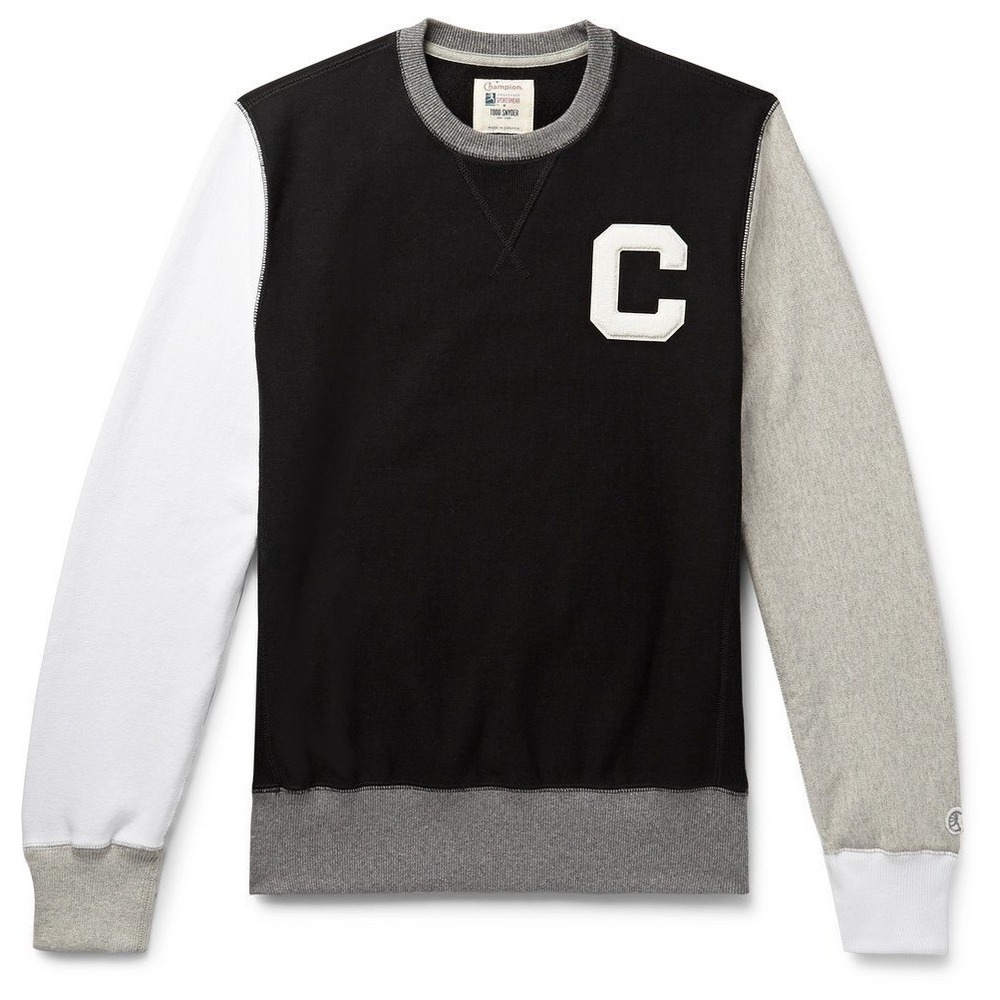 Champion x Todd Snyder Color Block Sweatshirt Black Grey White Large NWT